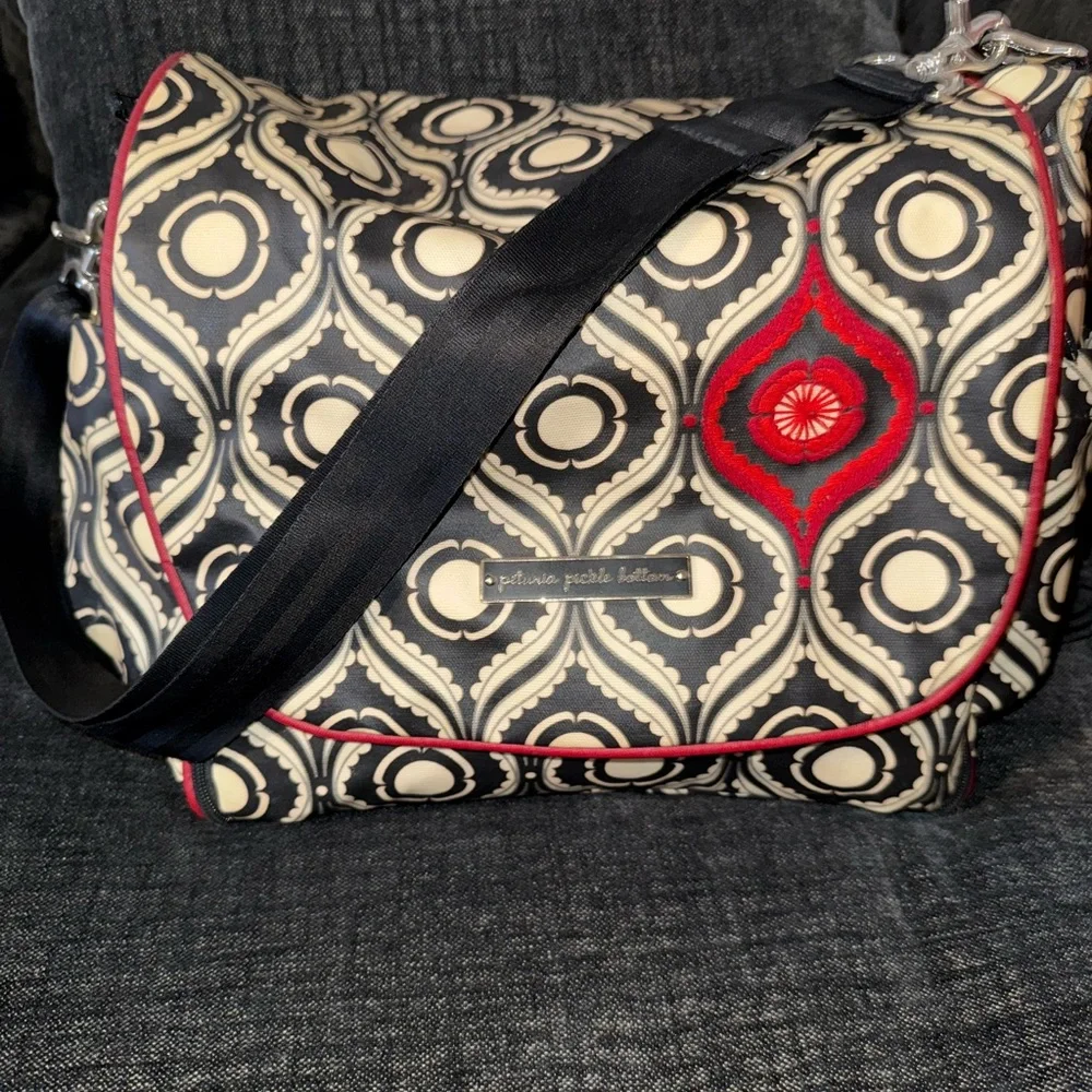 Petunia Pickle Bottom Black and Cream Diaper Bag